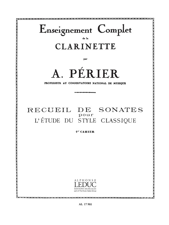 Recueil de Sonates Vol. 1, Clarinette. 9790046179815