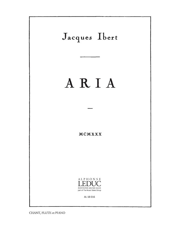 Aria, Vocalise-Etude, Voice, Flute and Piano, Score. 9790046180163