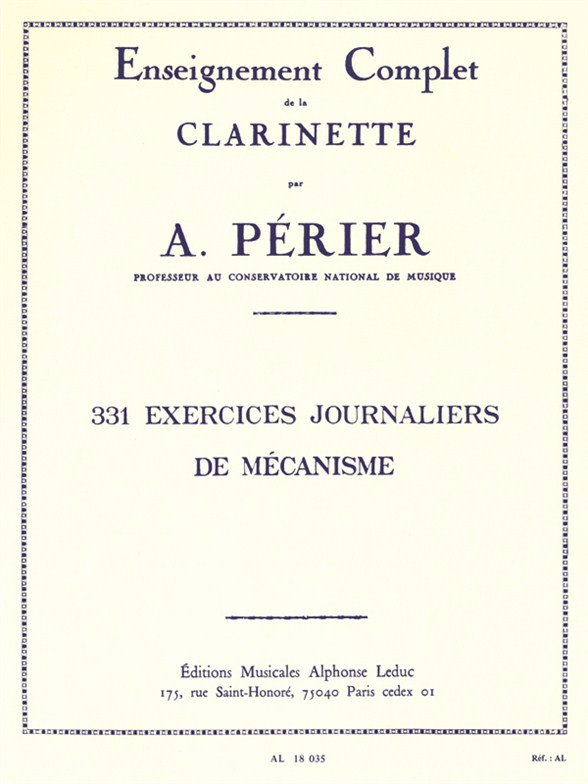 331 Exercises journaliers, clarinette. 9790046180354