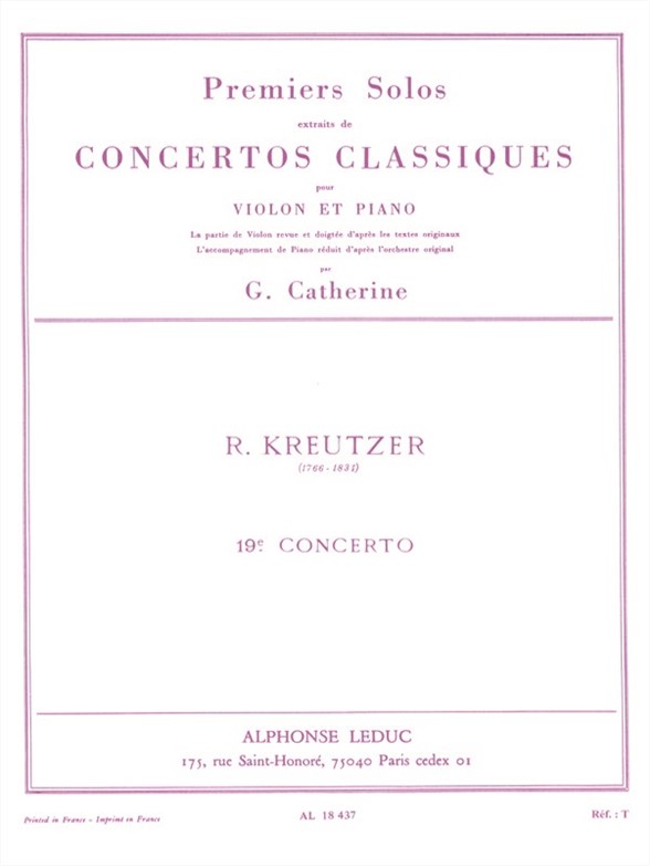 Premiers Solos Concertos Classiques: Concerto no. 19, violon et piano. 9790046184376