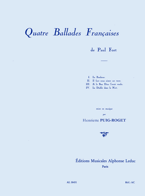Quatre ballades françaises pour voix et piano