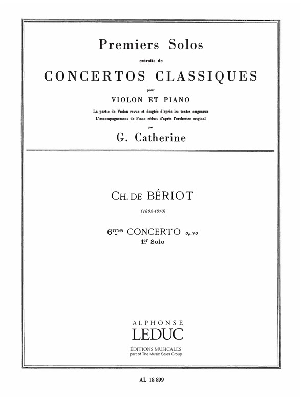 Premier Solo Extrait Concerto No 6 Op 70, Violin and Piano