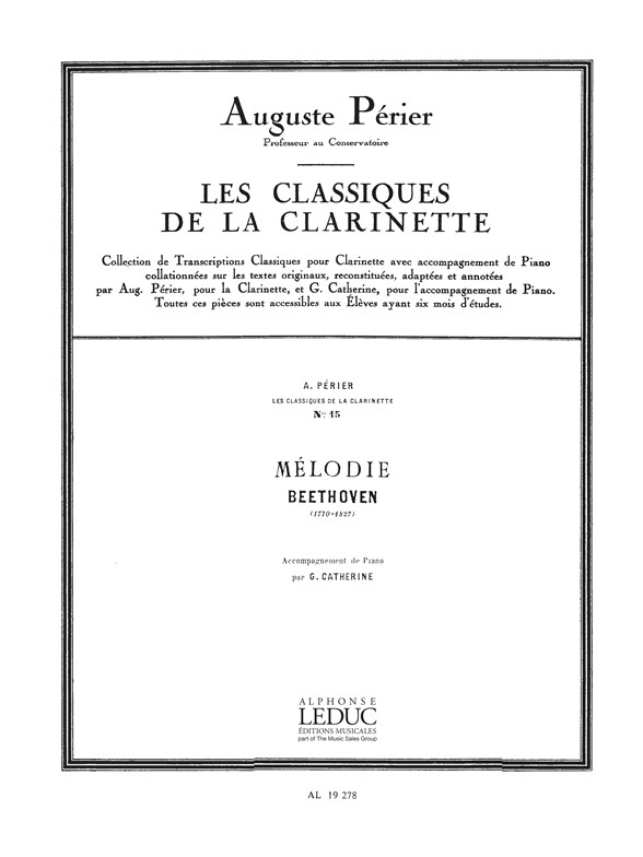 Mélodie: Classiques No.15, Clarinet and Piano. 9790046192784