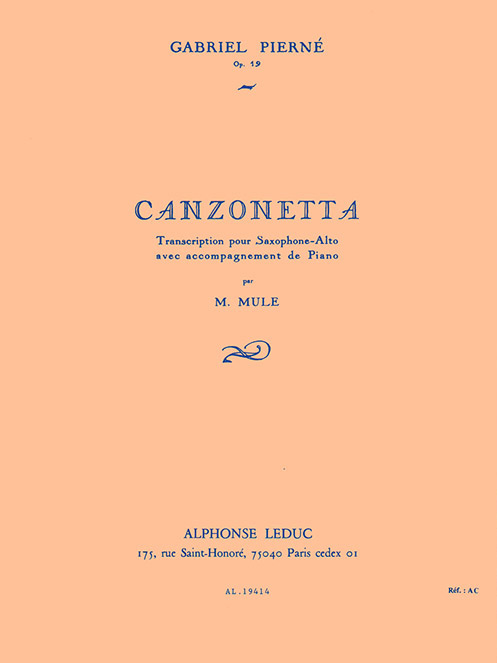 Canzonetta, saxophone alto et piano. 9790046194146