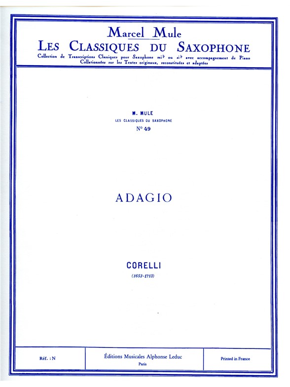 Adagio: Classiques No. 49, Saxophone alto and String Orchestra, Score. 9790046196485