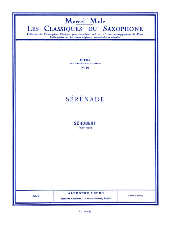 Sérénade: Classiques No. 56, Alto Saxophone and String Orchestra, Score. 9790046196553