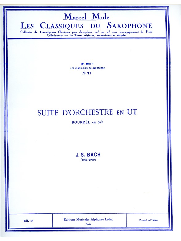 Suite d'orchestre en Ut: Bourrée en Sib, saxophone. 9790046197611