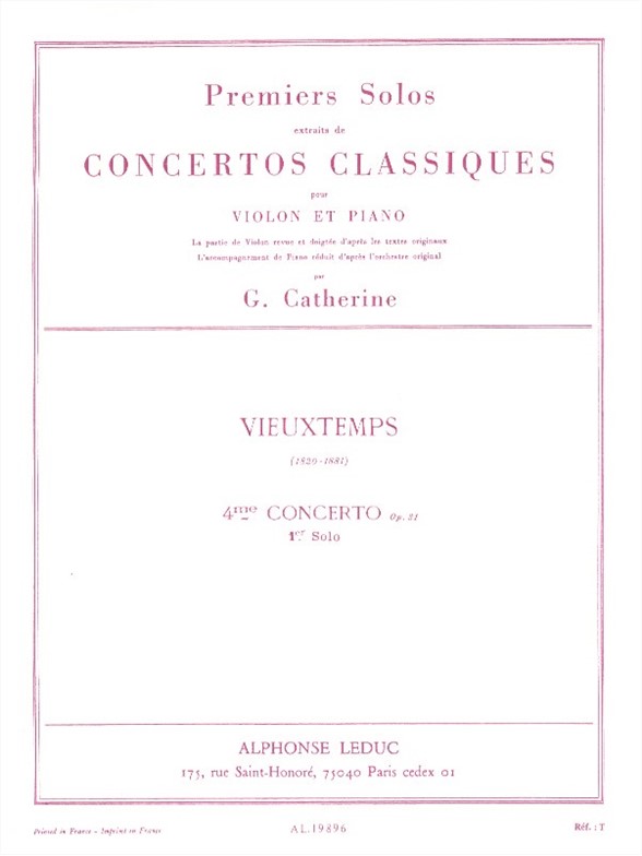 Premier Solo extrait du Concerto No. 4 Op. 31, Violon et Piano
