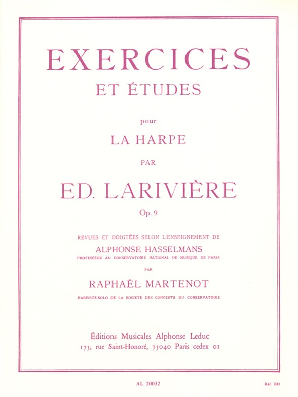 Exercices et Etudes Op. 9, pour Harpe