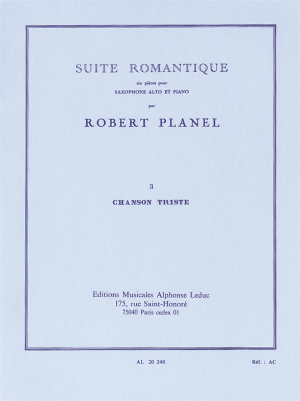 Suite romantique No.3: Chanson triste, Alto Saxophone and Piano. 