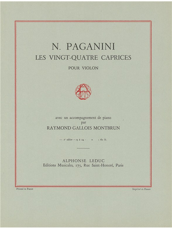24 Caprices, Op.1, Vol. 2: Caprices 13 à 24, Violon et piano. 9790046206238