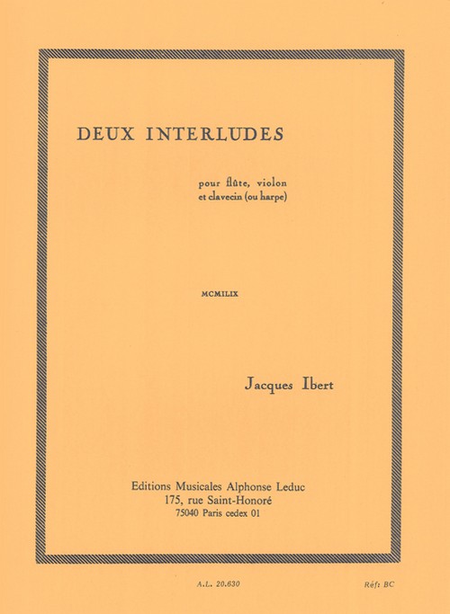 Deux Interludes, flute, violon et piano. 9790046206306