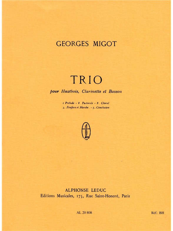 Trio, Oboe, Clarinet and Bassoon, Score. 9790046208089