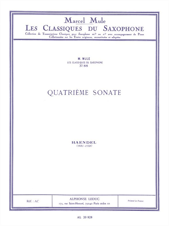 Flute Sonata No.4: Classiques No. 88, saxophone et orchestre, Score