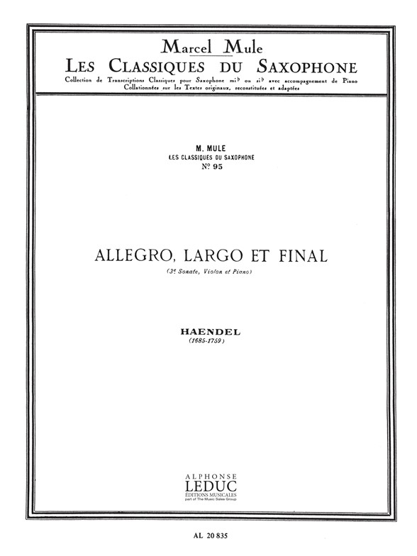 Allegro largo et final, saxophone alto et piano
