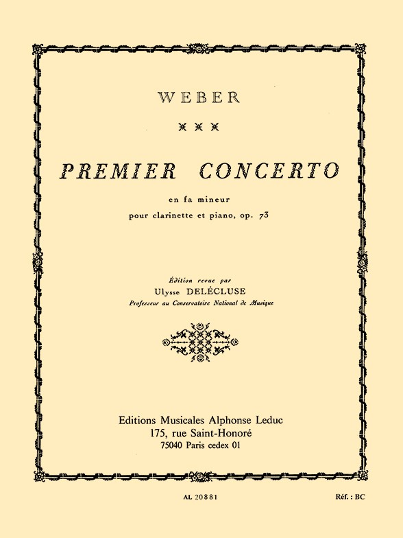 Concerto No.1 In F Minor, Clarinet and Piano. 9790046208812