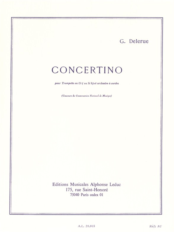 Concertino pour trompette en Ut (ou Sib) et piano. 9790046209154