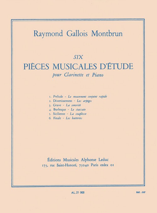 6 Pieces musicales d'étude, clarinette et piano