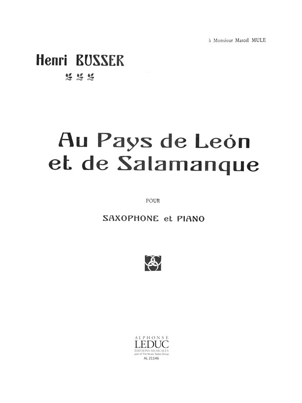 Au Pays de Leon et de Salamanque Op.116, Alto Saxophone and Piano, Score