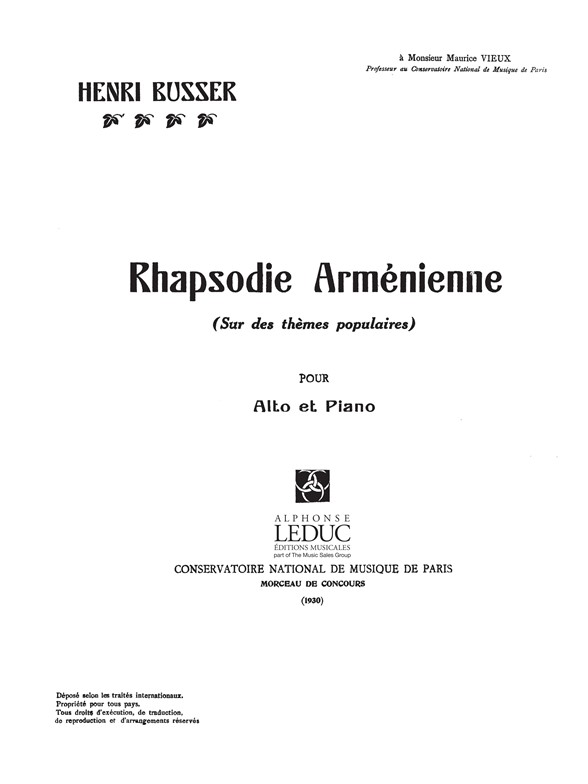 Rhapsodie Armenienne, Viola and Piano