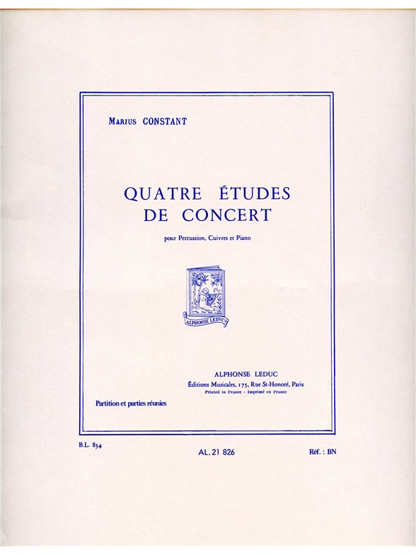 4 Études de Concert, Percussion, 2 Horns, Trumpet, Trombone and Piano, Score