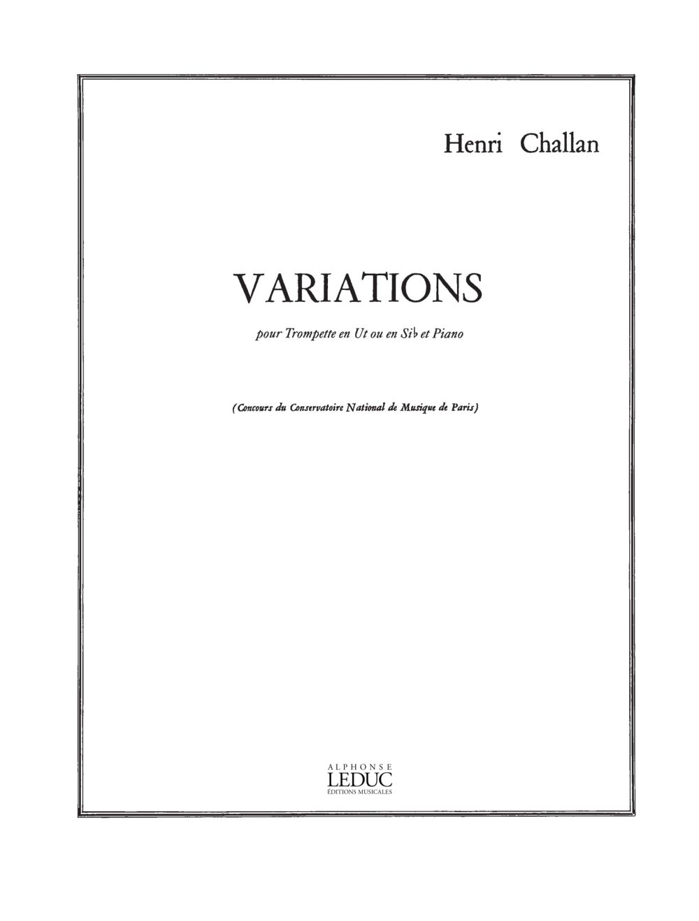 Variations, trompette en Ut et piano