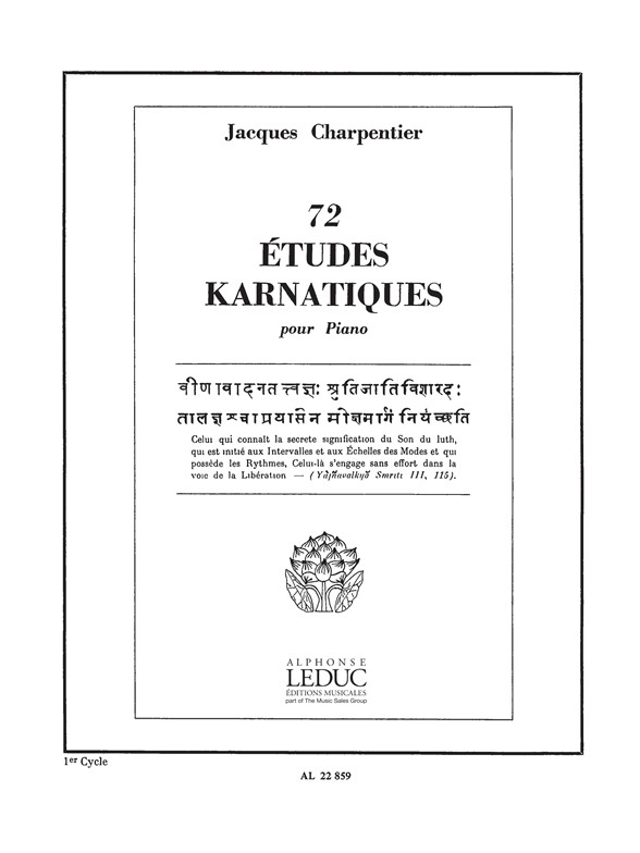 72 Etudes Karnatiques Cycle 1, Piano. 9790046228599