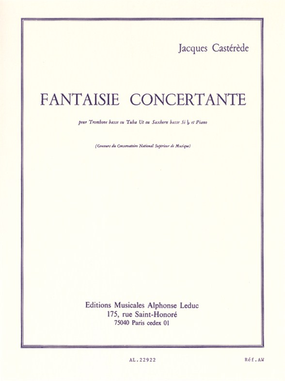 Fantaisie Concertante, pour Trombone basse ou Tuba Ut ou Saxhorn basse Sib et Piano