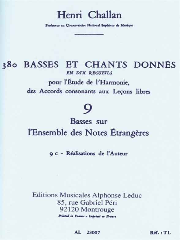 380 Basses et Chants Donnés Vol. 9C: Basses sur l'ensemble des notes étrangères, réalisations de l'auteur
