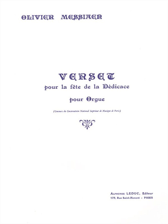 Verset pour la Fête de la Dédicace, Orgue