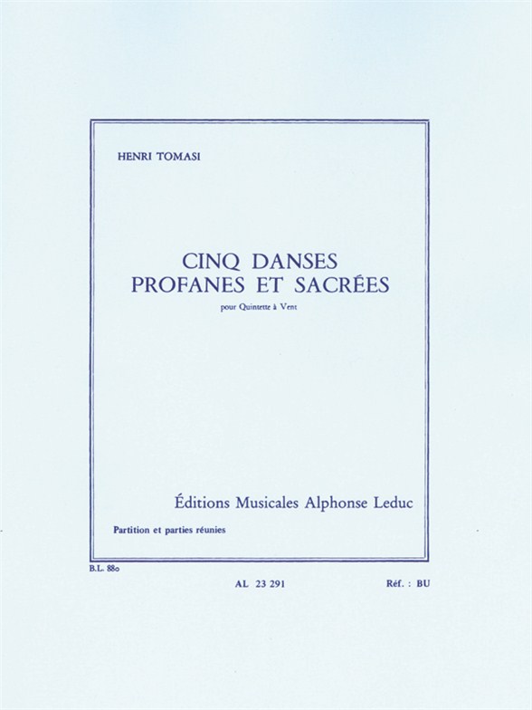 Cinq danses profanes et sacrées, pour quintette à vents, Score and Parts