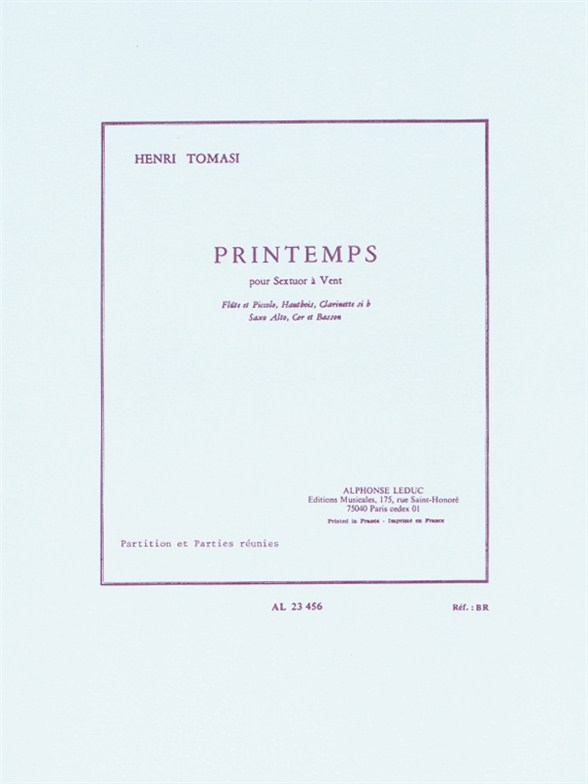 Printemps, pour Sextuor à Vent, Score and Parts. 9790046234569