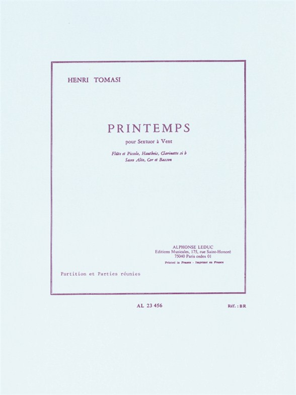 Printemps, pour Sextuor à Vent, Score and Parts. 9790046234569 Printemps, pour Sextuor à Vent, Score and Parts. 9790046234569
