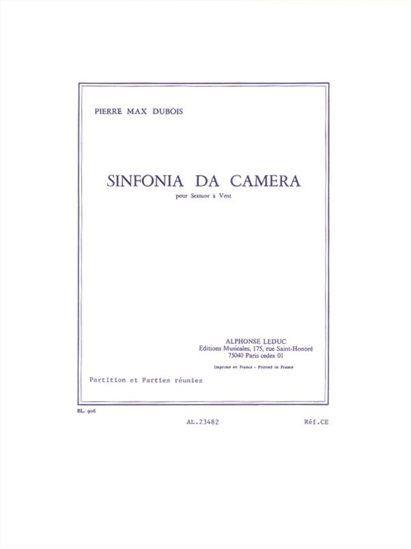 Sinfonia da camera, pour flute, clarinette et hautbois. 9790046234828