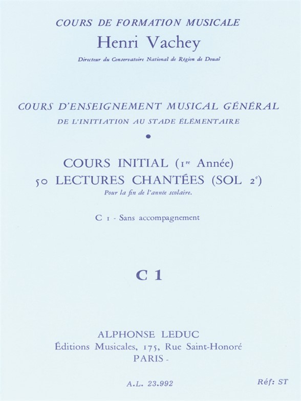 Cours initial (1ere année): 50 lectures chantées (Sol). 9790046239922