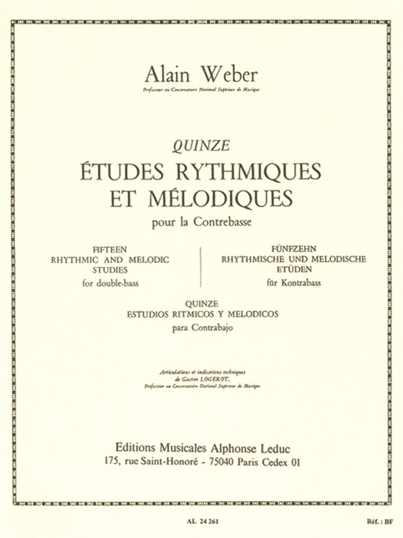 Quinze études rhytmiques et mélodiques pour le contrebasse