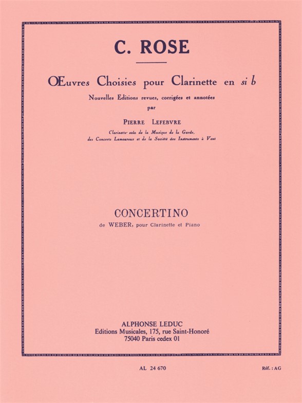 Concertino Op. 26, Clarinette et Piano. 9790046246708