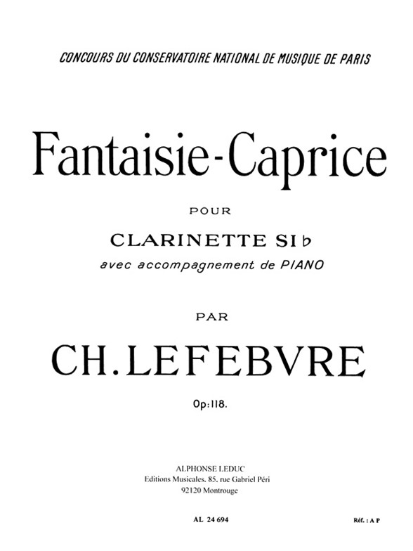 Fantaisie-Caprice Op. 118, Clarinette et Piano. 9790046246944