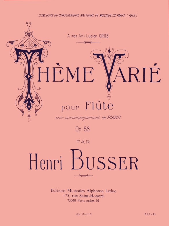 Thème Varié Op. 68, Flute et Piano