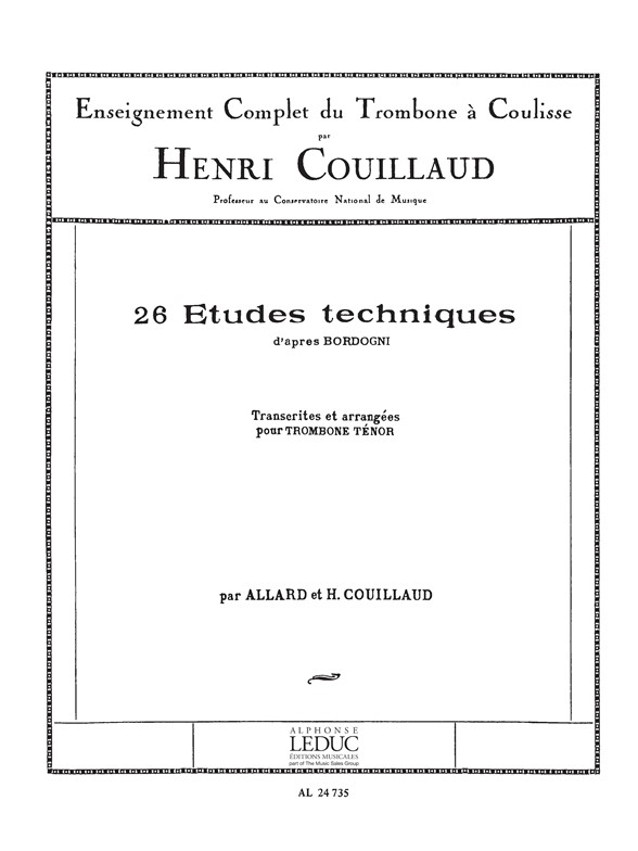 26 Études techniques d'après Bordogni: Enseignement complet du trombone à coulisse. 9790046247354