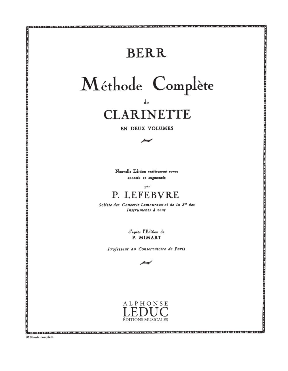 Méthode complete pour clarinette