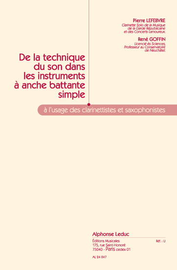 Technique du son dans les instruments à ànche (clarinette ou saxophone). 9790046248474