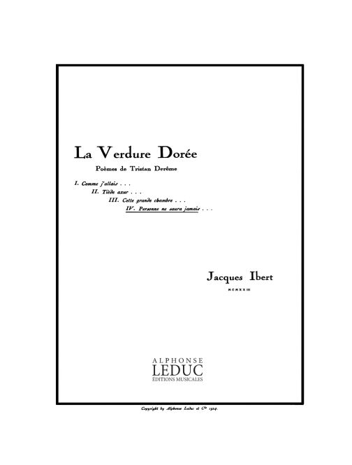 Verdure dorée nº 4: Personne ne saura, mezzosoprano et piano