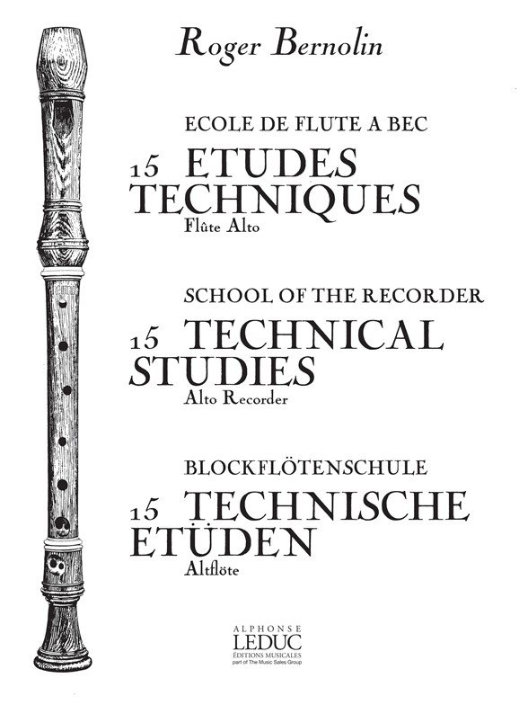 15 Études techniques, flûte à bec alto. 9790046252877