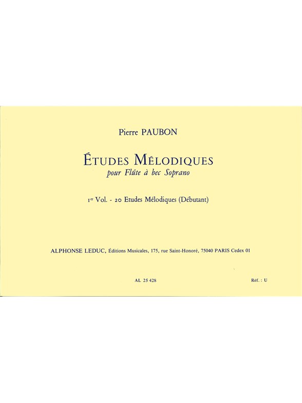 20 Études mélodiques, flûte à bec. 9790046254284
