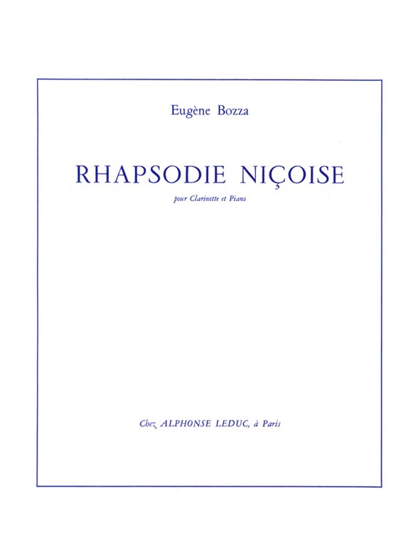 Rapsodie Niçoise, pour clarinette et piano. 9790046254291