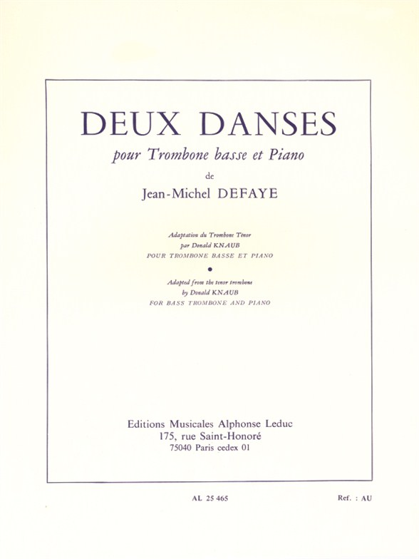 Deux dances, pour trombone basse et piano