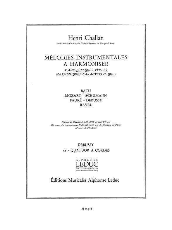 Melodies instrumentales a harmoniser, vol. 14: Debussy quatuor à cordes