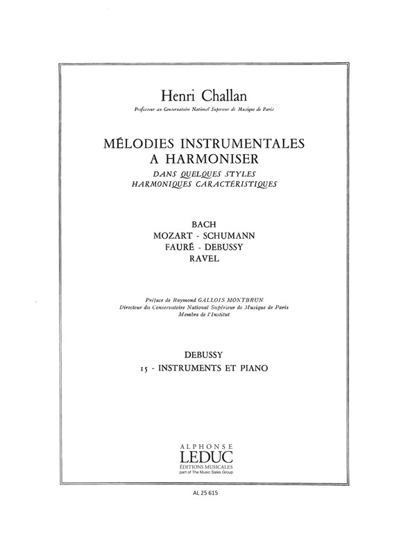 Melodies instrumentales a harmoniser, vol. 15: Debussy