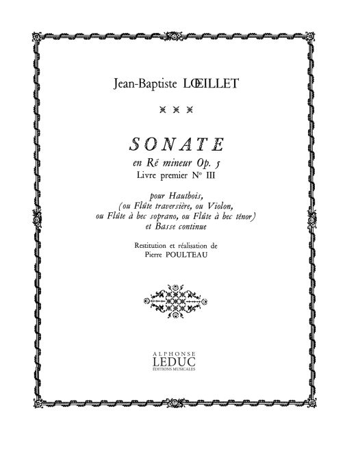 Sonate Op. 5, nº 3 en Ré mineur, pour hautbois et basse continue